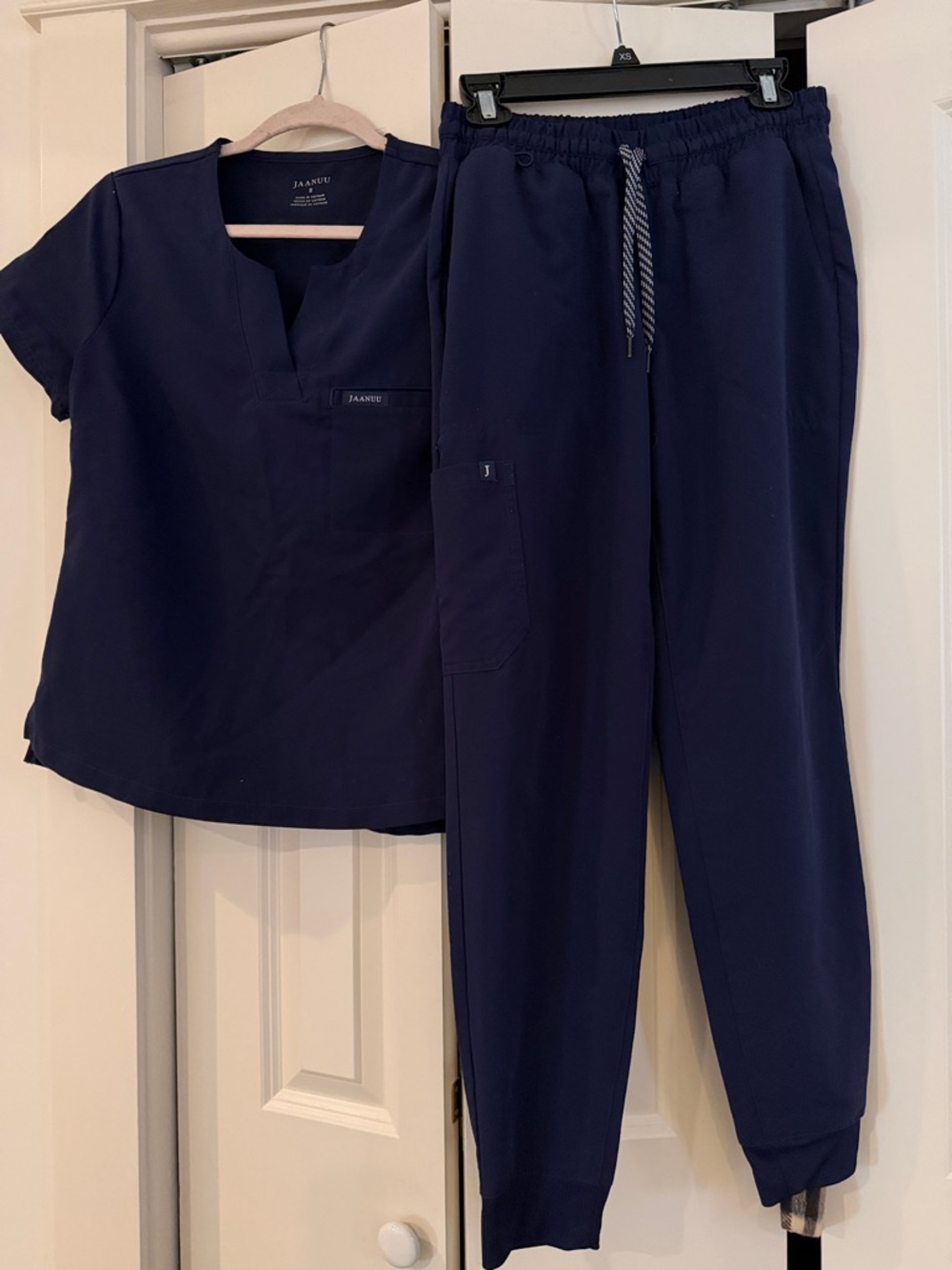 Jaanuu Navy Scrub Top and Drawstring Joggers
